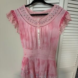 Pink Lace Trim Dress
